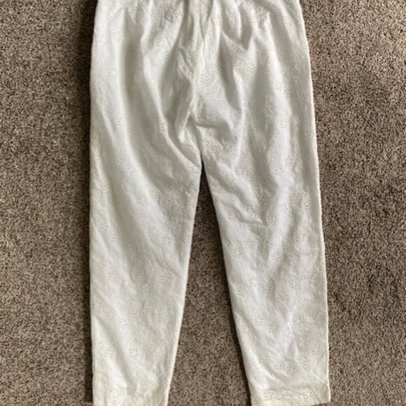 MAX MARA Studio White Eyelet Cropped Trouser Pants Sz 8 - Picture 5 of 13